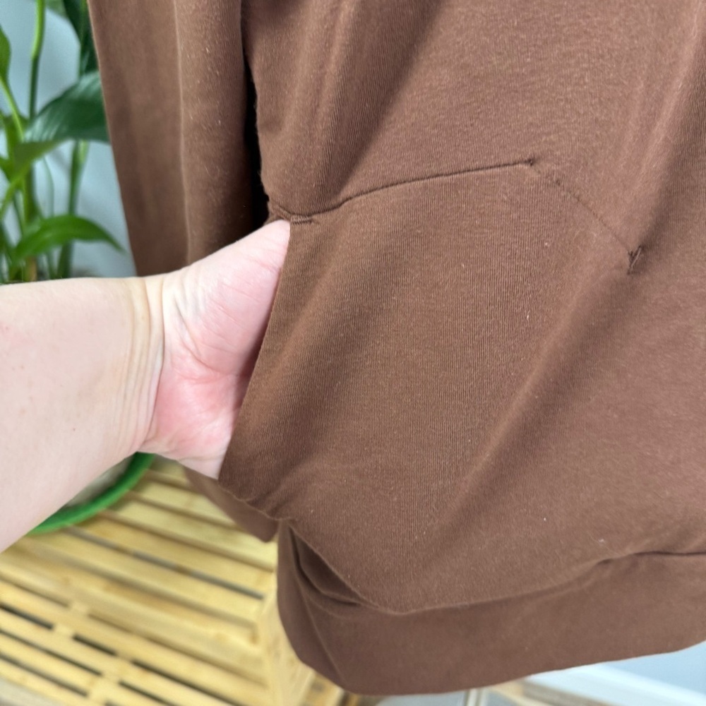 NWT Gaiam Yoga Namaste Hoodie Slim Fit Fitness Large Brown Cowl Neck Sweatshirt - Picture 5 of 11